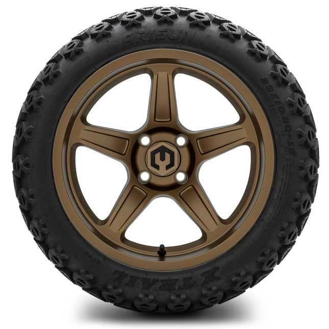 MODZ® 15-Inch Drift Matte Bronze Wheels & 23-Inch Arisun X-Trail All-Terrain Tires Combo