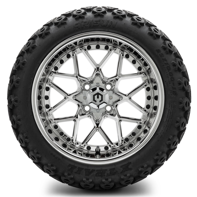 MODZ® 15-Inch Formula Chrome Wheels & 23-Inch Arisun X-Trail All-Terrain Tires Combo