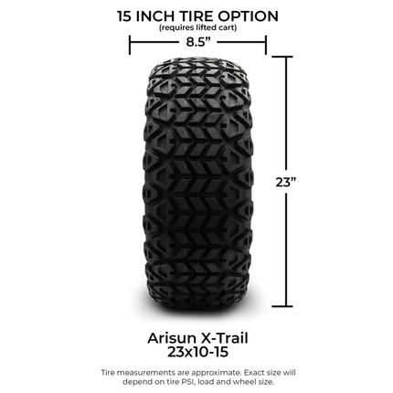 MODZ® 15-Inch Drift Matte Black Wheels & 23-Inch Arisun X-Trail All-Terrain Tires Combo