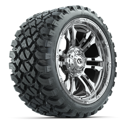 15-Inch GTW Shogun Chrome Wheels with 23" Nomad All-Terrain Tires (Set of 4)