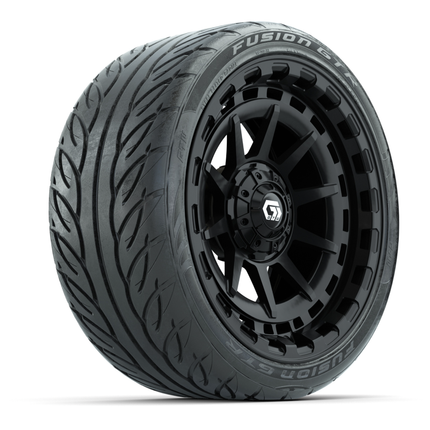 15-Inch GTW Barricade Gloss Black Wheels with 22" Fusion GTR Street Tires (Set of 4)