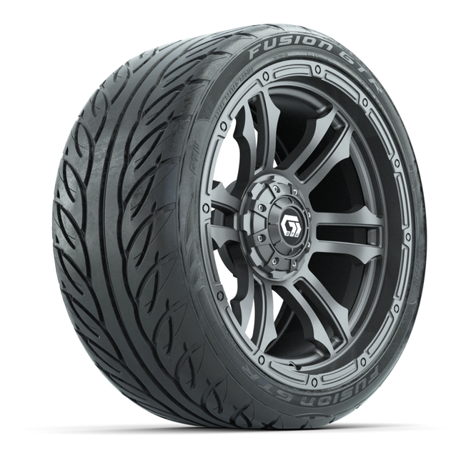 15-Inch GTW Shogun Gloss Gunmetal Wheels with 22" Fusion GTR Street Tires (Set of 4)