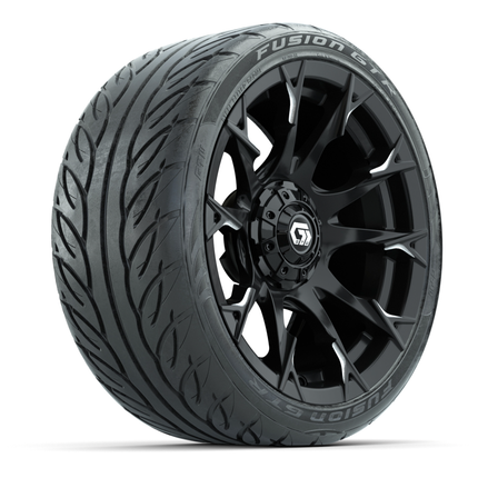 15-Inch GTW Diablo Gloss Black and Machined Wheels with 22" Fusion GTR Street Tires (Set of 4)