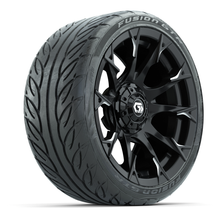 Load image into Gallery viewer, 15-Inch GTW Diablo Gloss Black and Machined Wheels with 22&quot; Fusion GTR Street Tires (Set of 4)