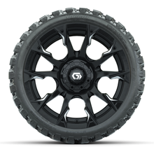 Load image into Gallery viewer, 15-Inch GTW Diablo Gloss Black and Machined Wheels with 23&quot; Nomad All-Terrain Tires (Set of 4)