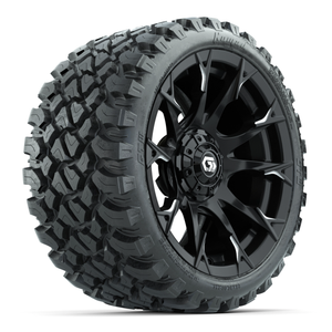 15-Inch GTW Diablo Gloss Black and Machined Wheels with 23" Nomad All-Terrain Tires (Set of 4)