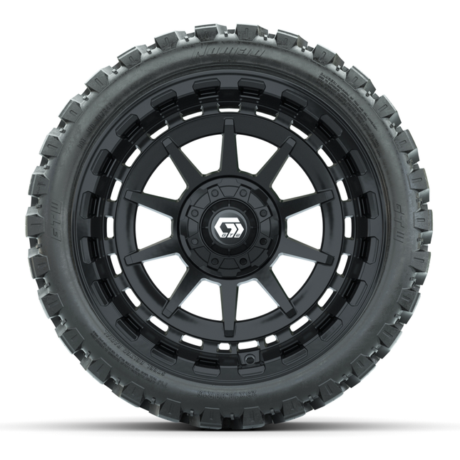 15-Inch GTW Barricade Gloss Black Wheels with 23" Nomad All-Terrain Tires (Set of 4)