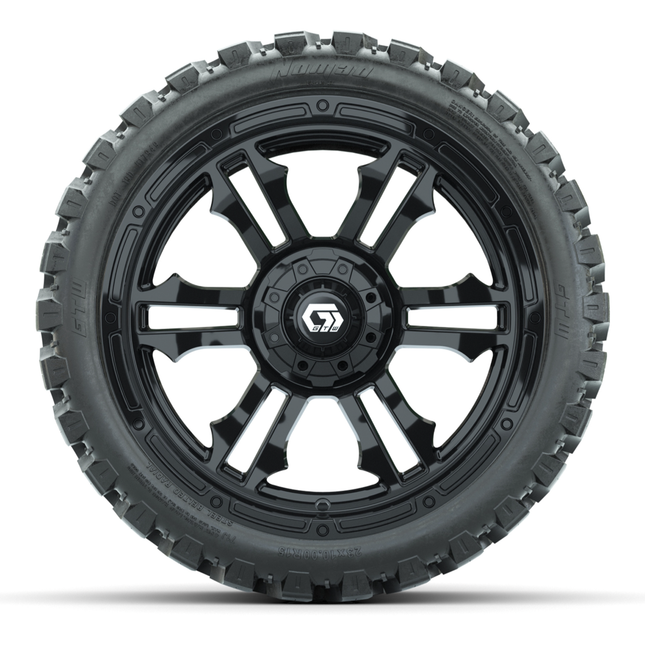 15-Inch GTW Shogun Gloss Black Wheels with 23" Nomad All-Terrain Tires (Set of 4)