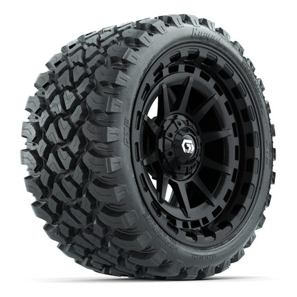 15-Inch GTW Barricade Gloss Black Wheels with 23" Nomad All-Terrain Tires (Set of 4)