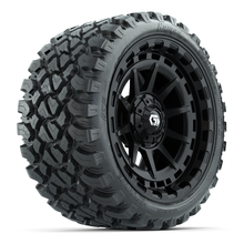 Load image into Gallery viewer, 15-Inch GTW Barricade Gloss Black Wheels with 23&quot; Nomad All-Terrain Tires (Set of 4)