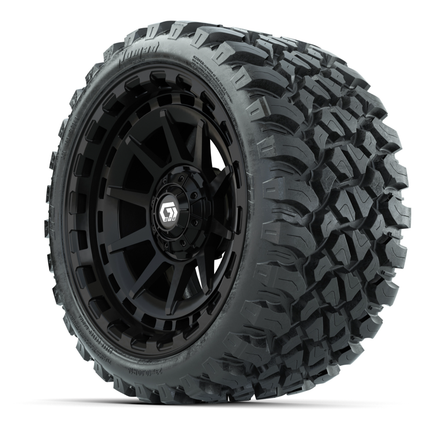 15-Inch GTW Barricade Gloss Black Wheels with 23" Nomad All-Terrain Tires (Set of 4)