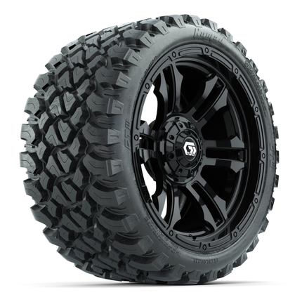 15-Inch GTW Shogun Gloss Black Wheels with 23" Nomad All-Terrain Tires (Set of 4)