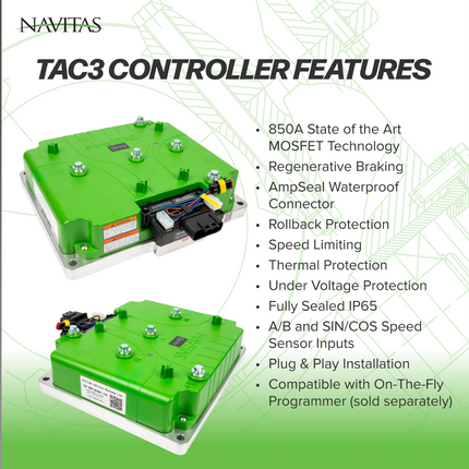 Navitas Club Car 48V & 72V Models with 1510/1515 Controller TAC3 850A AC Conversion Kit