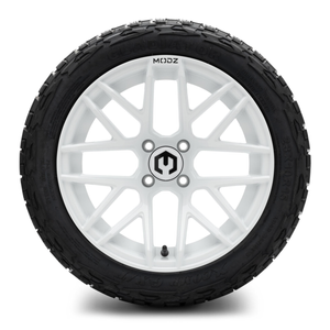 MODZ® 15-Inch Matrix Glossy White Wheels & 23-Inch XComp Gladiator Steel Belted Radial Tires Combo