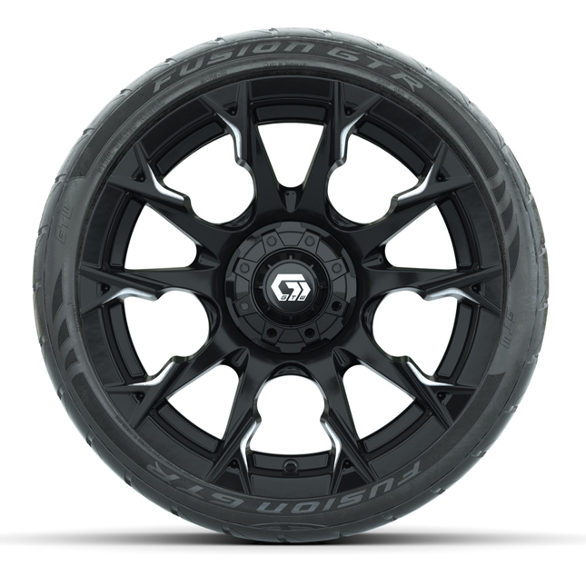 15-Inch GTW Diablo Gloss Black and Machined Wheels with 22" Fusion GTR Street Tires (Set of 4)