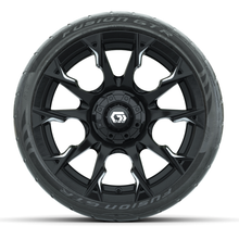 Load image into Gallery viewer, 15-Inch GTW Diablo Gloss Black and Machined Wheels with 22&quot; Fusion GTR Street Tires (Set of 4)