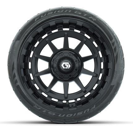 15-Inch GTW Barricade Gloss Black Wheels with 22" Fusion GTR Street Tires (Set of 4)