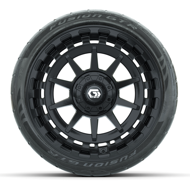 15-Inch GTW Barricade Gloss Black Wheels with 22" Fusion GTR Street Tires (Set of 4)