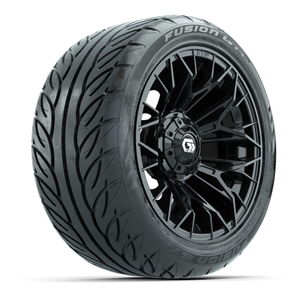 14-Inch GTW Stellar Matte Black Wheels with 225/40-R14 Inch GTR Fusion Street Tires Set of (4)
