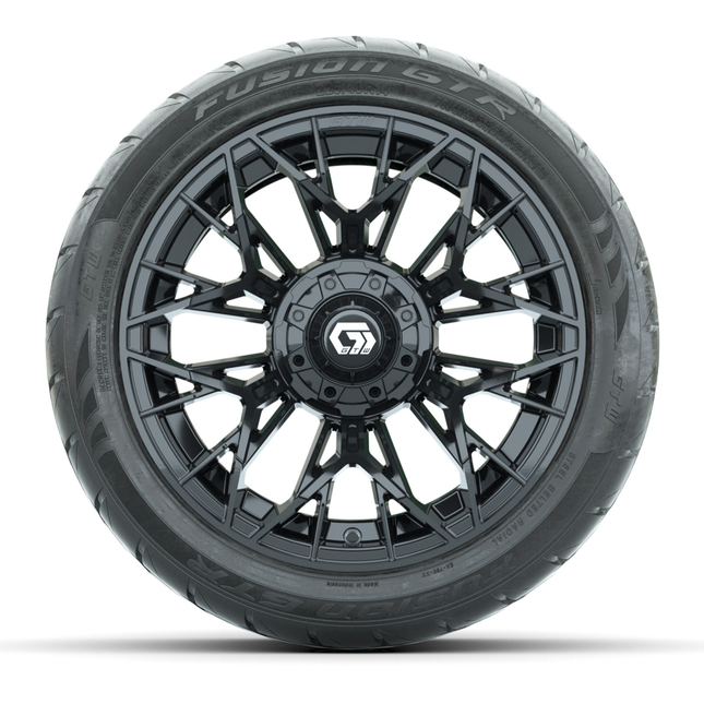 14-Inch GTW Stellar Matte Black Wheels with 225/40-R14 Inch GTR Fusion Street Tires Set of (4)