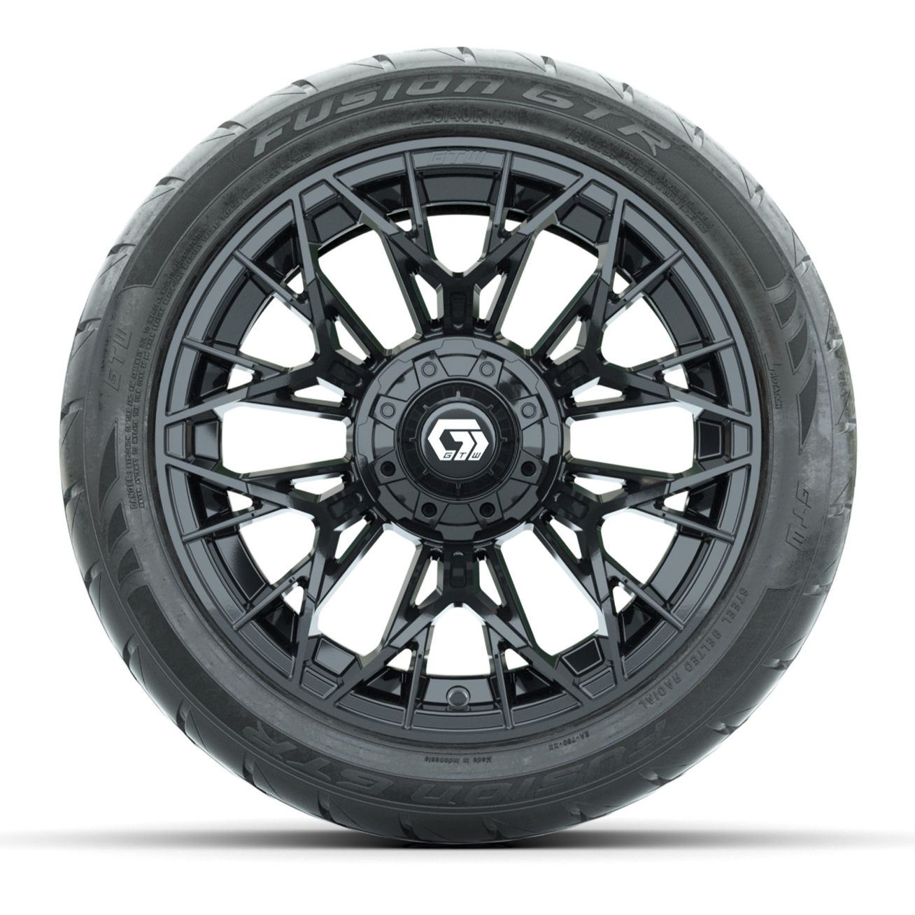 Racing Rims R14 14-Inch GTW Stellar Matte Black Wheels with 225/40-R14 Inch GTR Fusion ...