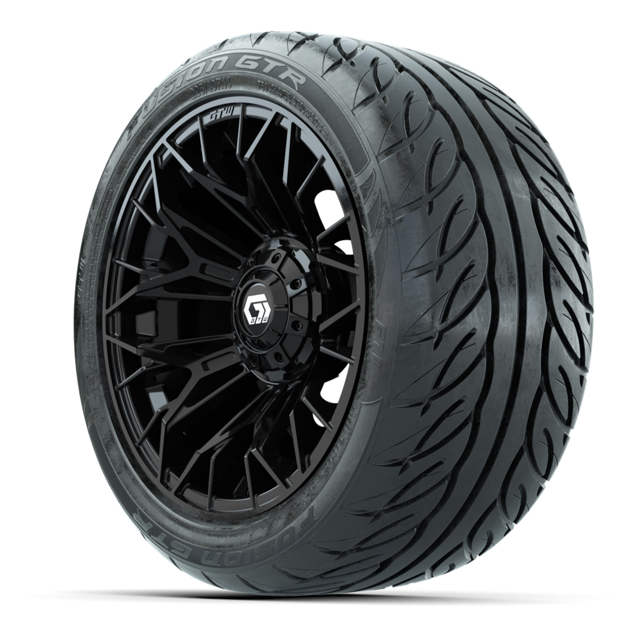 Racing Rims R14 14-Inch GTW Stellar Matte Black Wheels with 225/40-R14 Inch GTR Fusion ...