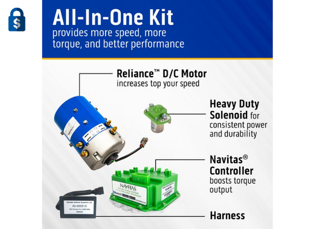 Club Car Series 36/48V 440Amp 10-Spline High Speed Motor and Controller Kit