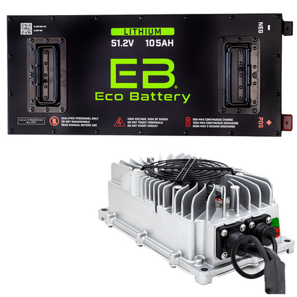 EZGO Freedom RXV (w/ Metal Battery Rack) 51V 105Ah Eco Lithium Battery Complete Bundle - Skinny