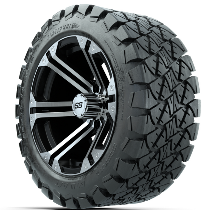 14-Inch GTW Specter Black and Machined Wheels with 22” Timberwolf All-Terrain Tires (Set of 4)