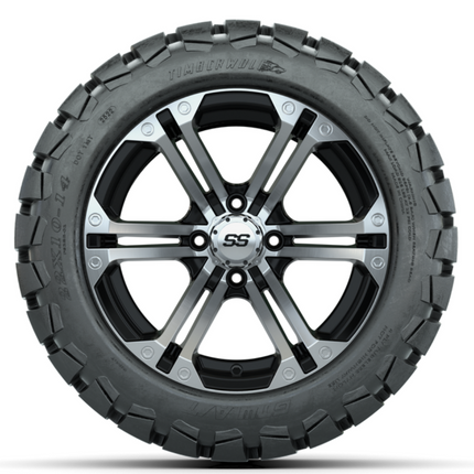 14-Inch GTW Specter Black and Machined Wheels with 22” Timberwolf All-Terrain Tires (Set of 4)
