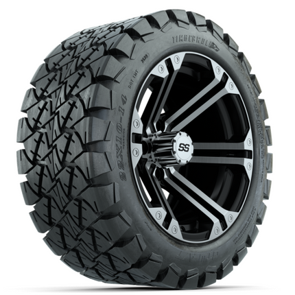 14-Inch GTW Specter Black and Machined Wheels with 22” Timberwolf All-Terrain Tires (Set of 4)