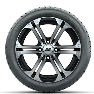 14-inch GTW Specter Wheels / Machined & Black Finish with 225/30-14 GTW Mamba Street Tires Set of (4)