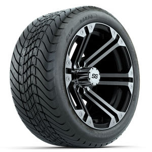 14-inch GTW Specter Wheels / Machined & Black Finish with 225/30-14 GTW Mamba Street Tires Set of (4)