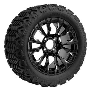 14-Inch Goblin Machined and Black Wheels with 23" Steeleng All-Terrain DOT Tire