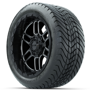 14-Inch GTW Titan Machine & Black Wheels with 225/30-14 Inch Mamba Street Tires Set of (4)