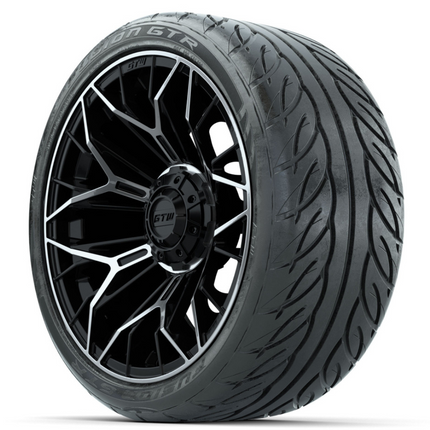 15-Inch GTW STELLAR Matte Black & Machined Wheels with 22" GTW Fusion Street Tires (Set of 4)