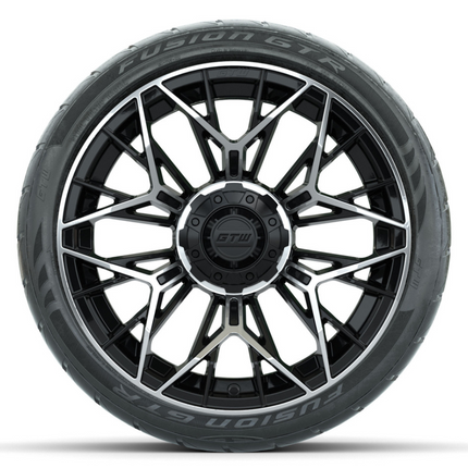 15-Inch GTW STELLAR Matte Black & Machined Wheels with 22" GTW Fusion Street Tires (Set of 4)