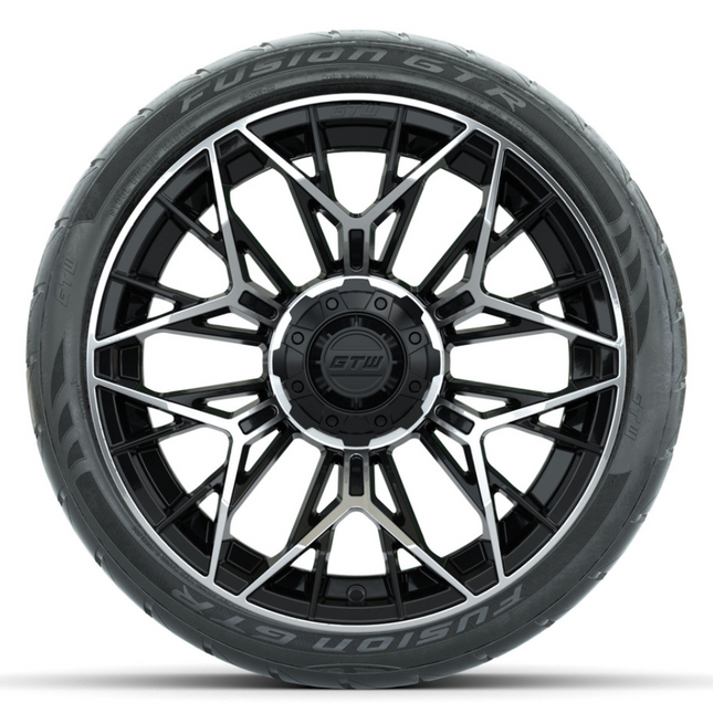 15-Inch GTW STELLAR Matte Black & Machined Wheels with 22" GTW Fusion Street Tires (Set of 4)