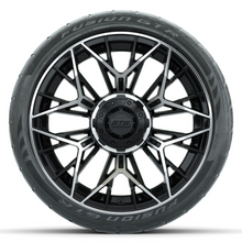 Load image into Gallery viewer, 15-Inch GTW STELLAR Matte Black &amp; Machined Wheels with 22&quot; GTW Fusion Street Tires (Set of 4)