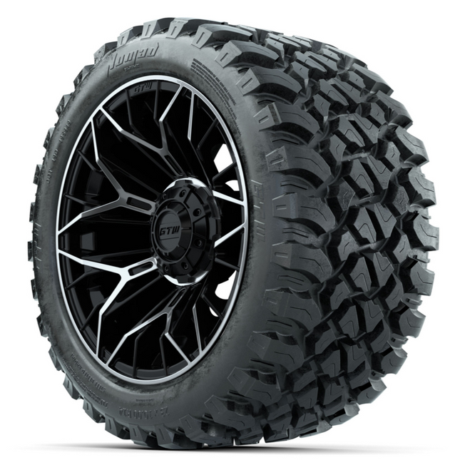 14-Inch GTW Stellar Machined & Black Wheels with 23 Inch Nomad All-Terrain Tires Set of (4)