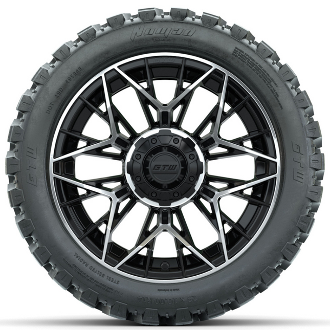14-Inch GTW Stellar Machined & Black Wheels with 23 Inch Nomad All-Terrain Tires Set of (4)