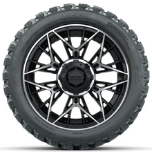 Load image into Gallery viewer, 14-Inch GTW Stellar Machined &amp; Black Wheels with 23 Inch Nomad All-Terrain Tires Set of (4)