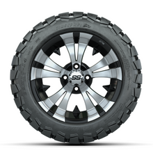 Load image into Gallery viewer, 14-Inch GTW Vampire Black and Machined Wheels with 22” Timberwolf Mud Tires (Set of 4)