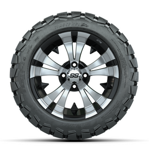 14-Inch GTW Vampire Black and Machined Wheels with 22” Timberwolf Mud Tires (Set of 4)