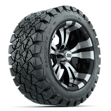 Load image into Gallery viewer, 14-Inch GTW Vampire Black and Machined Wheels with 22” Timberwolf Mud Tires (Set of 4)