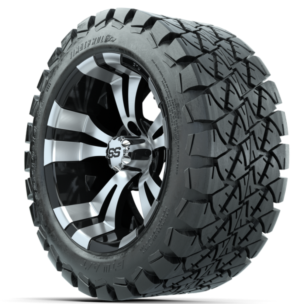 14-Inch GTW Vampire Black and Machined Wheels with 22” Timberwolf Mud Tires (Set of 4)