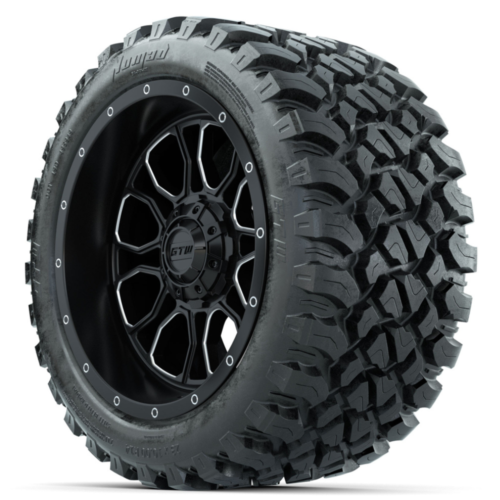 14-Inch GTW Volt Machined & Black Wheels with 23 Inch Nomad All-Terrain Tires Set of (4)