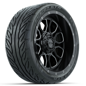 14-Inch GTW Volt Machined & Black Wheels with 205/40-R14 Inch GTR Fusion Street Tires Set of (4)