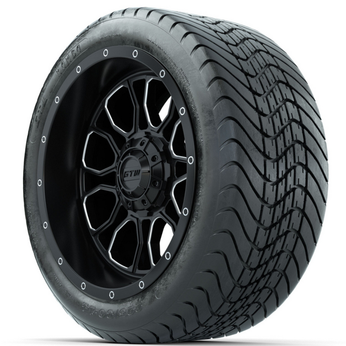 14-Inch GTW Volt Machined & Black Wheels with 225/30-14  Inch Mamba Street Tires Set of (4)