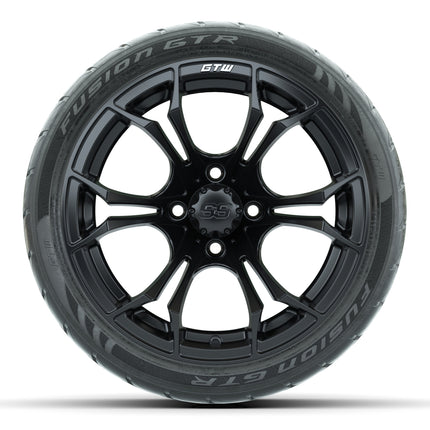 14-inch GTW Matte Black Spyder Wheels with 205/40-R14 Fusion GTR Street Tires (Set of 4)